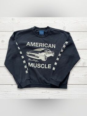 Ford PacSun Black Mustang American Muscle Checkerboard Graphic Sweatshirt L